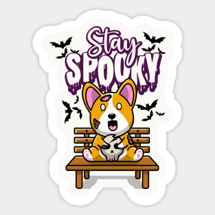 Spooky Corgi Halloween Zombie Dog Sticker